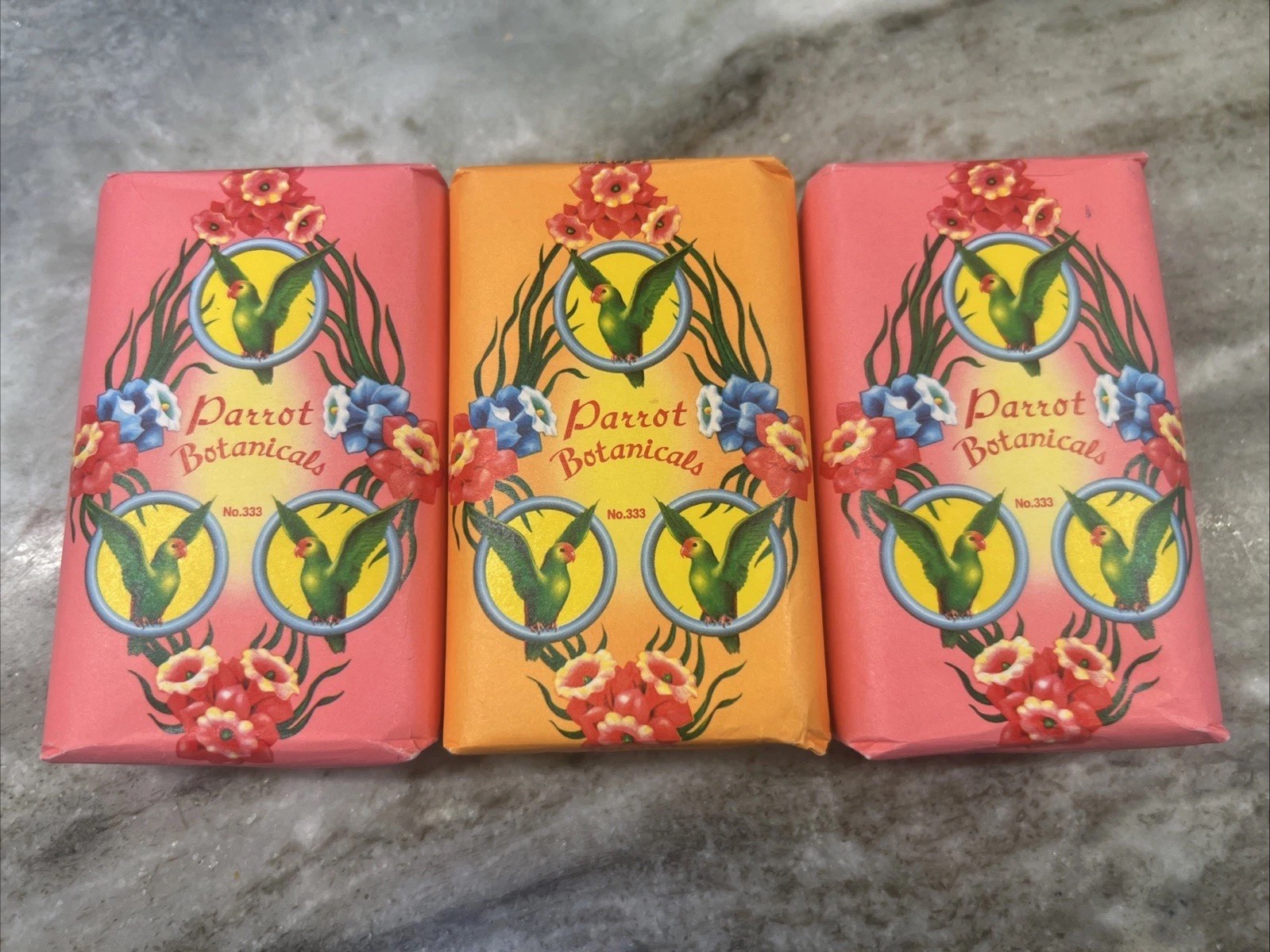 Parrot Unique Botanical Fragrance 2-Pink Wild Rose 1- Orange Champaka Bar Soap=3