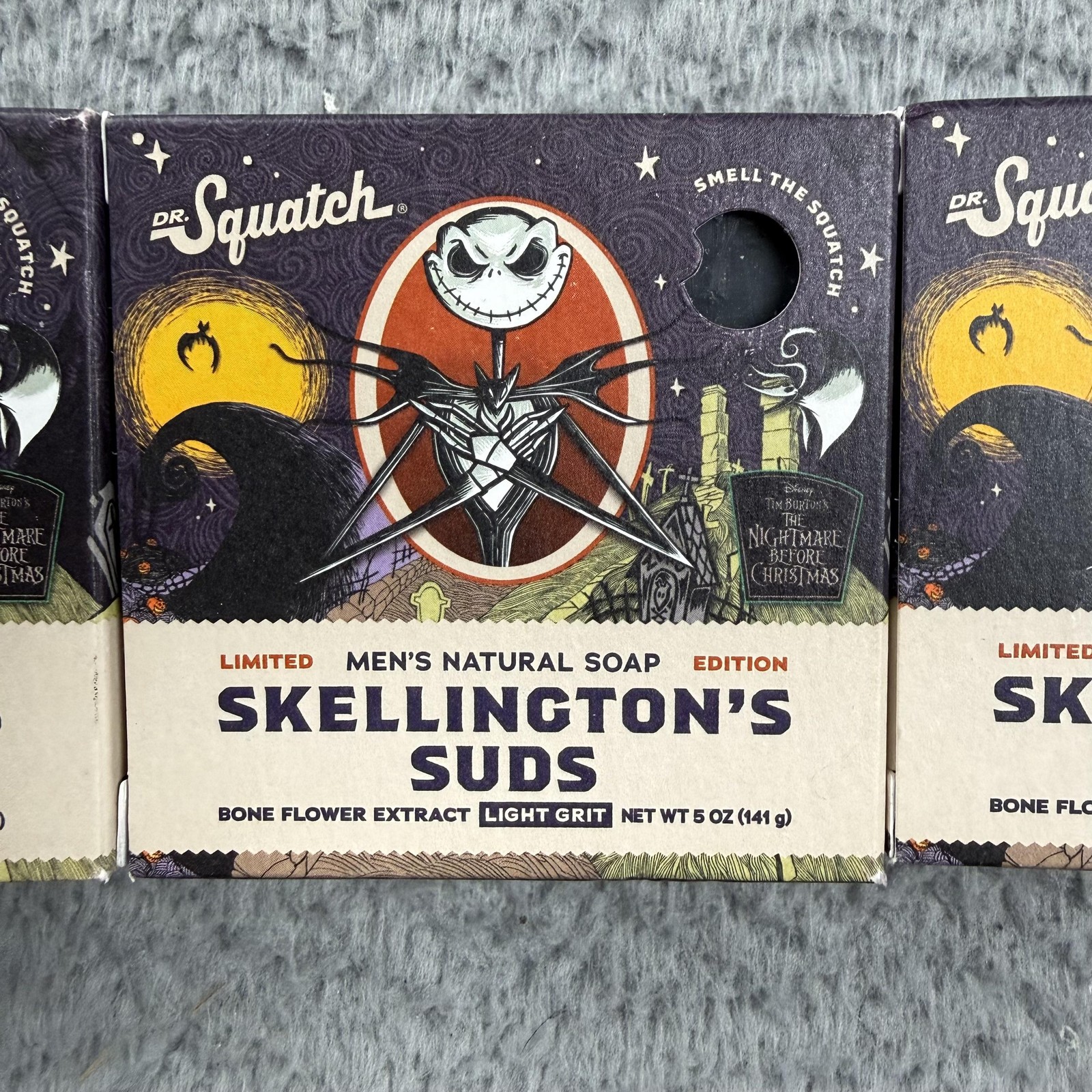 Dr. Squatch Skellington’s Suds Black Soap Nightmare Christmas 5oz Lot 3 Mens