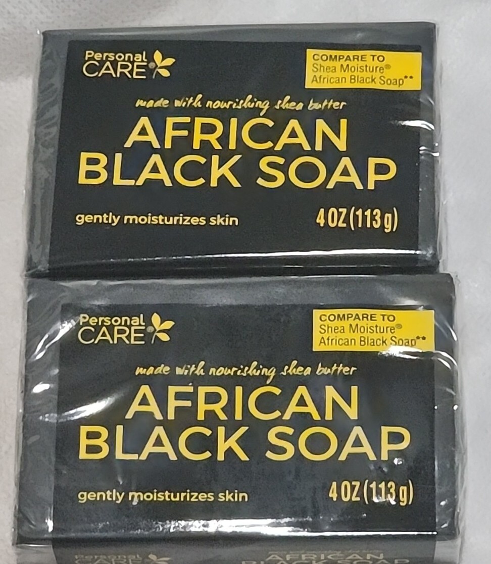 SET OF 2 Personal Care African Black Soap Shea Butter 4 oz Moisturizes Skin ~NEW