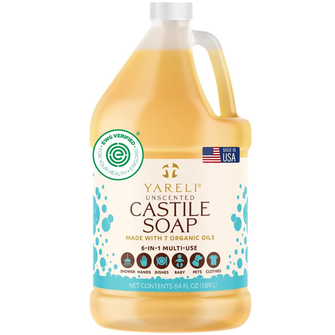 YARELI Pure Castile Soap Liquid Unscented 64oz – EWG 64 Fl Oz (Pack of 1)