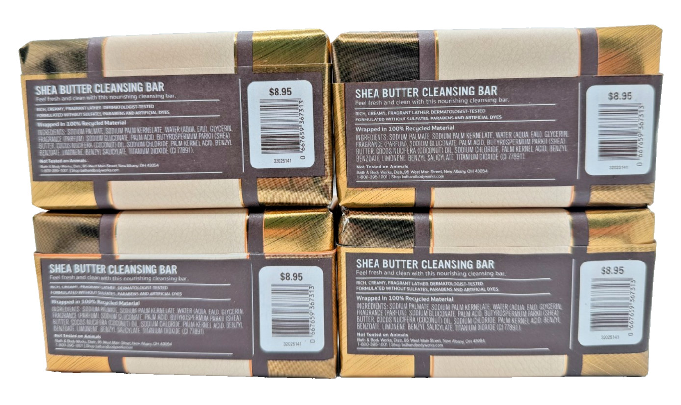 NEW Bath & Body Works Lot of 4 Honorable Shea Butter Cleansing Bar Soaps 5 oz