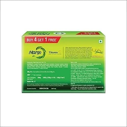 Margo Neem Soap 100g × 5 • Natural Antibacterial Herbal Cleanser + Vit E