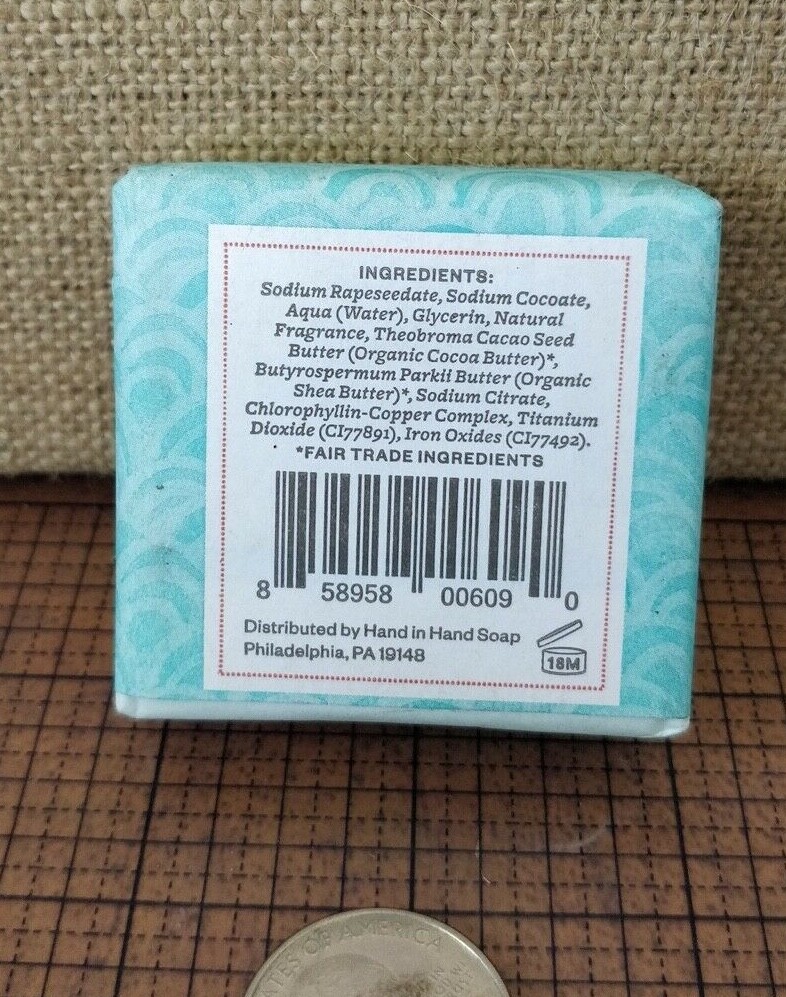 5 BARS (5 X 2oz = 10oz) Hand in Hand Sustainable Suds – SEA SALT – 99.9% natural