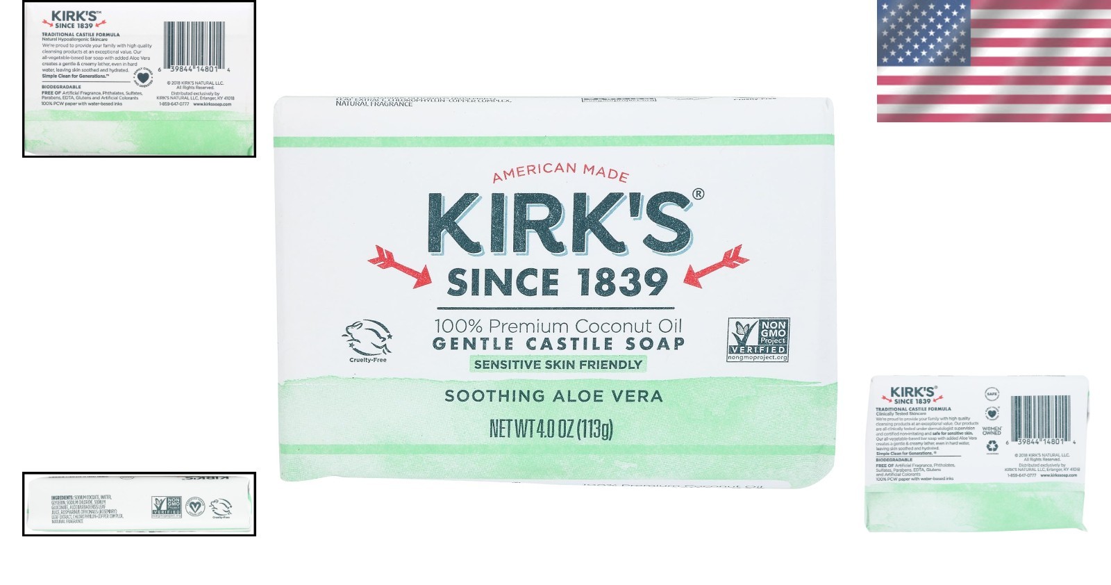4 Oz Organic Castile Soap – Hydrating Aloe Vera Bar for Whole Body Use