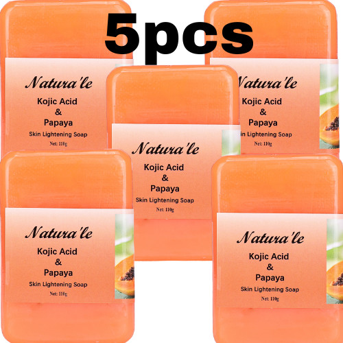 [ Pack of 5 ] KOJIC Acid & PAPAYA Bleaching Whitening Body Face Soap 110g