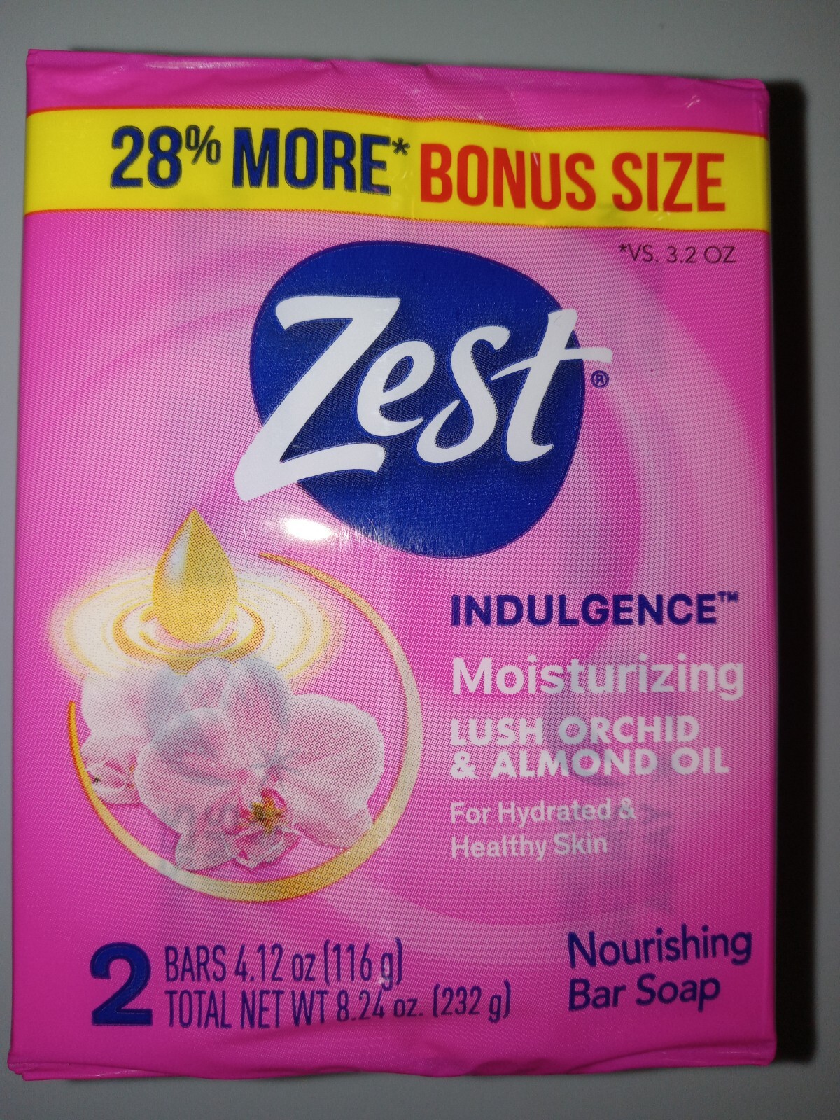 NEW! ZEST (2-BARS) 4.12 Oz Bar ●INDULGENCE● Moisturizing Lush Orchid/Almond Oil.