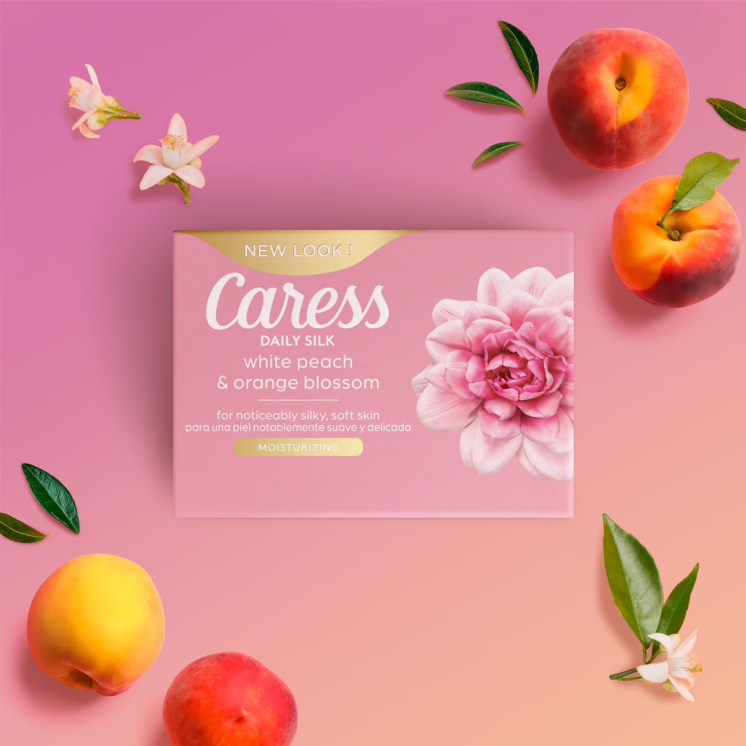 Caress Silkening Beauty Bar White Peach Orange Blossom 3.75 oz 16 Count Soap Bar