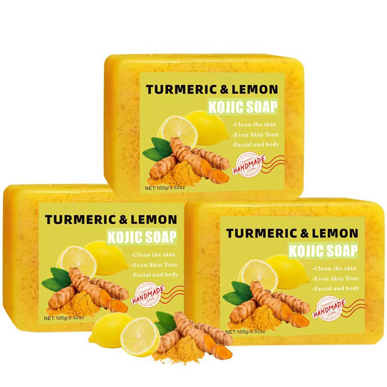 1Pcs Handmade Soap Soap Bar 100g Nourishing Turmeric Lemon Soap Hydrating