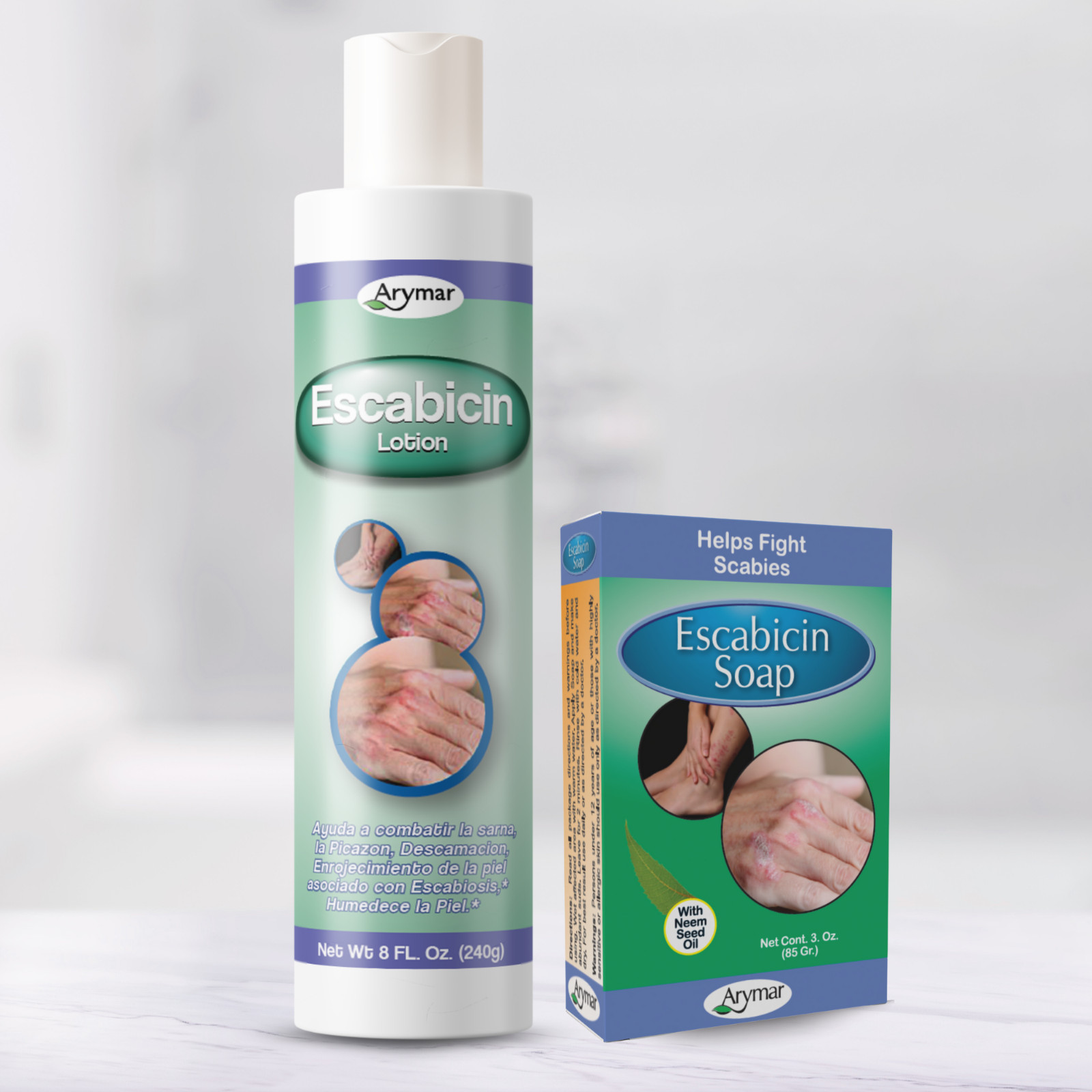 Arymar Escabicin Duo – Hydrating Lotion 8 fl oz & Gentle Bar Soap 3 fl oz
