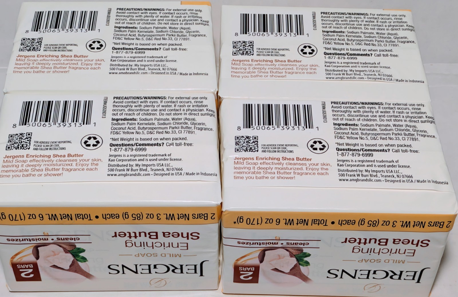 Jergens Mild Soap Enriching Shea Butter 3oz 4 Pks 8 Bars Total
