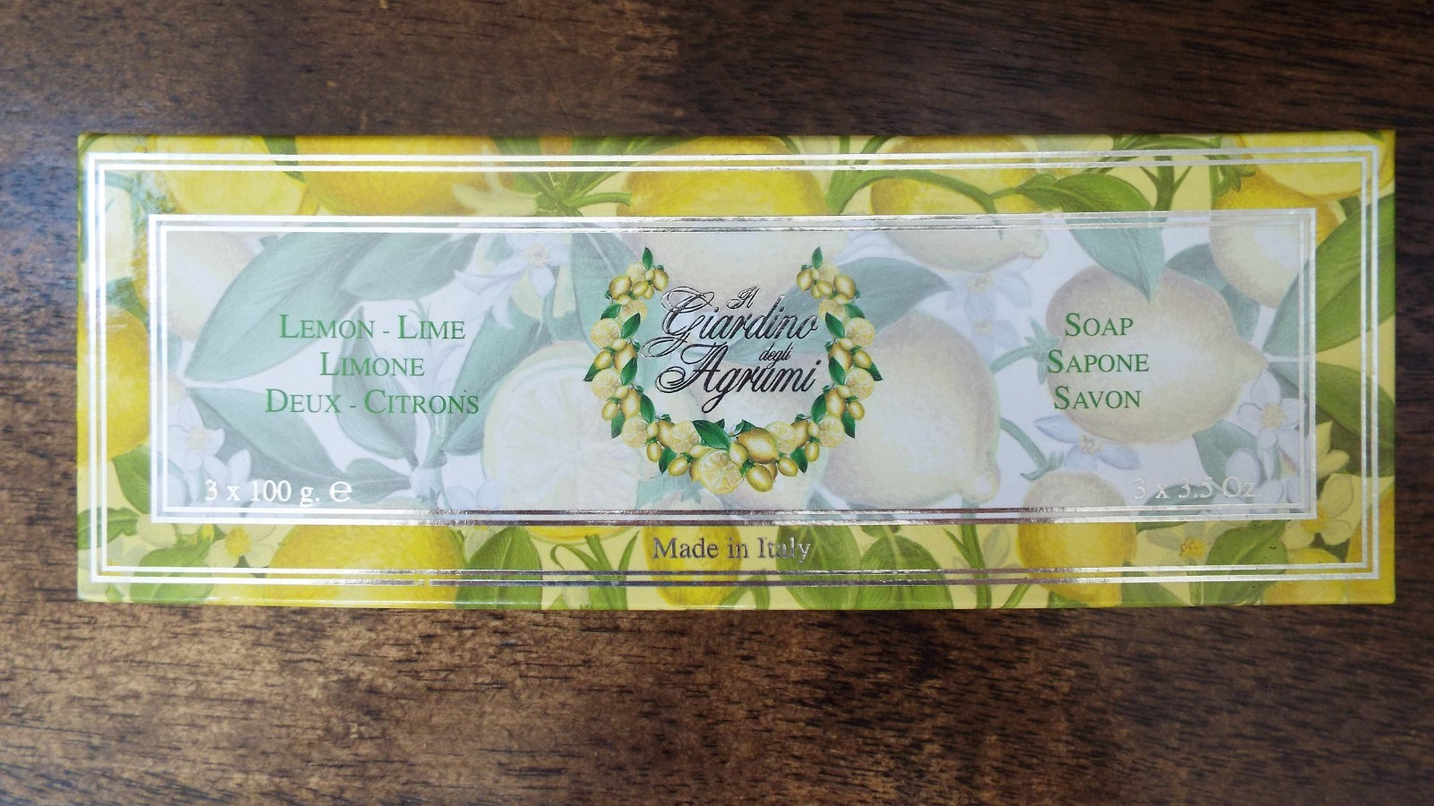Lemon-Lime Giardino degli Agrumi Set of 3 Soaps Made in Italy 3.5 oz