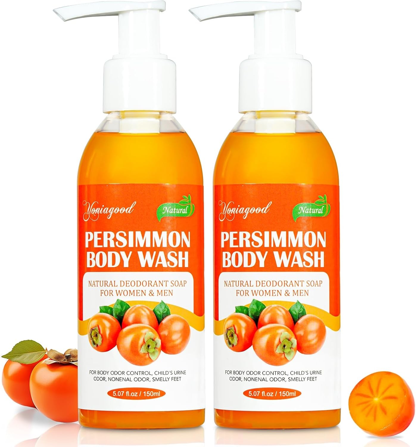 2 PCS Persimmon Body Wash for Strong Odor Control, Natural Persimmon Soap Bar