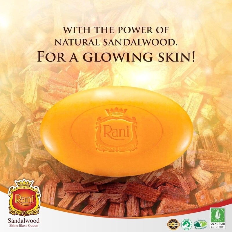Rani Sandalwood Bathing Body Soap Ayurveda Natural Herbal Beauty Skin Glow 5 pcs