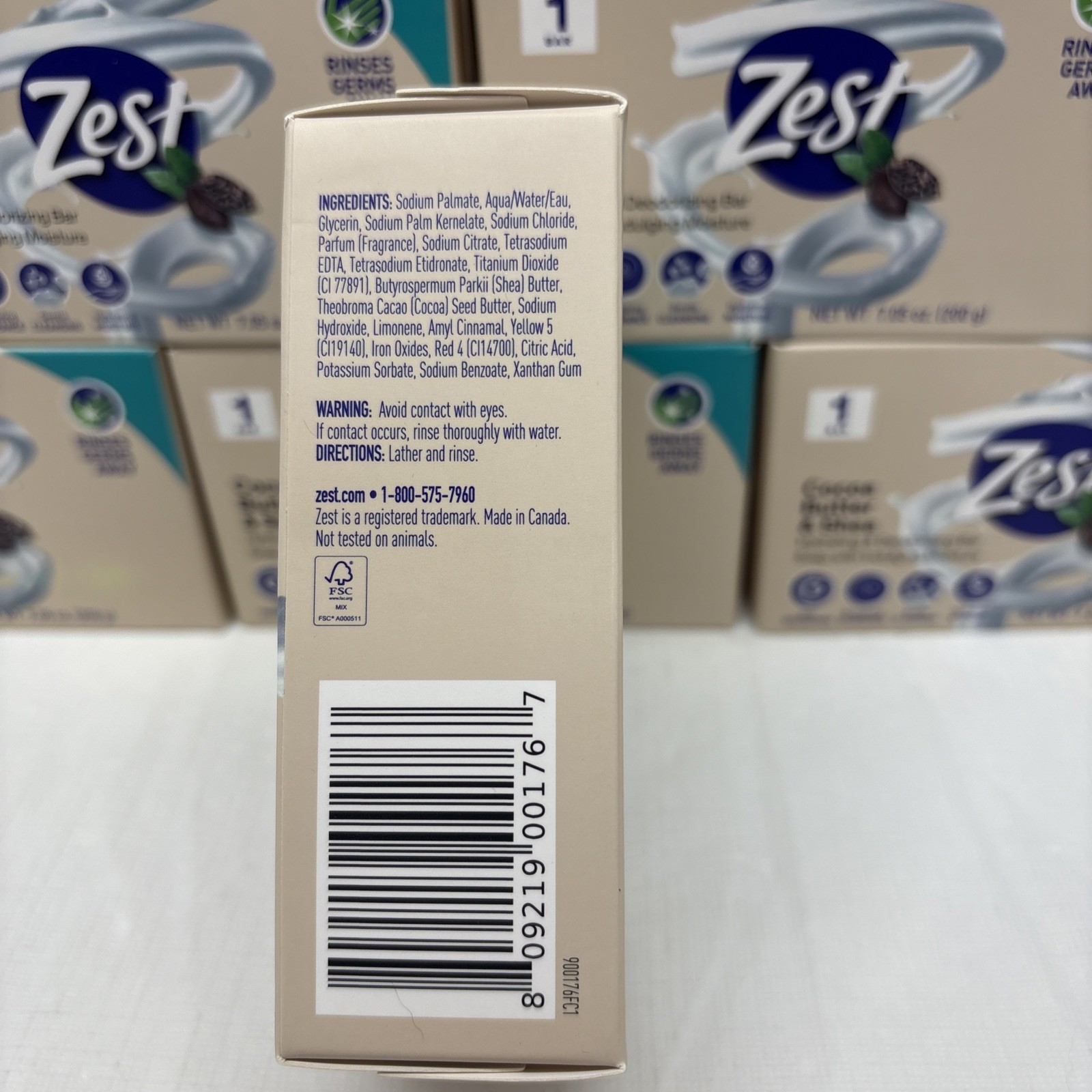 6 X Zest 7.05oz COCOA BUTTER & SHEA Hydrating & Deodorizing JUMBO Bar Soap (B77