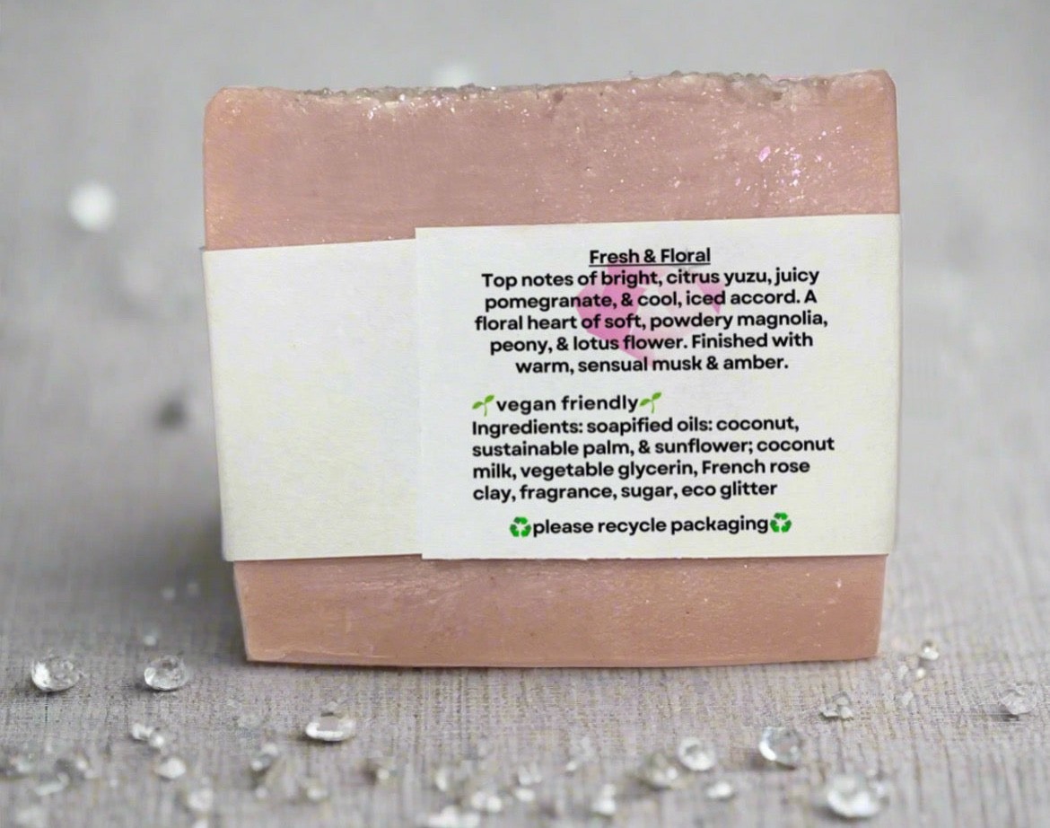 Bright Crystal Type Coconut Milk & French Rose Clay Perfume Soap 4oz