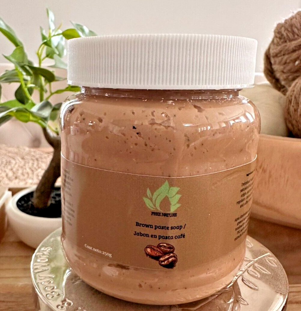 Pure Nature Coffe Brown Paste/Soap, exfoliant with vitamin E, Coconut Oil, Rice