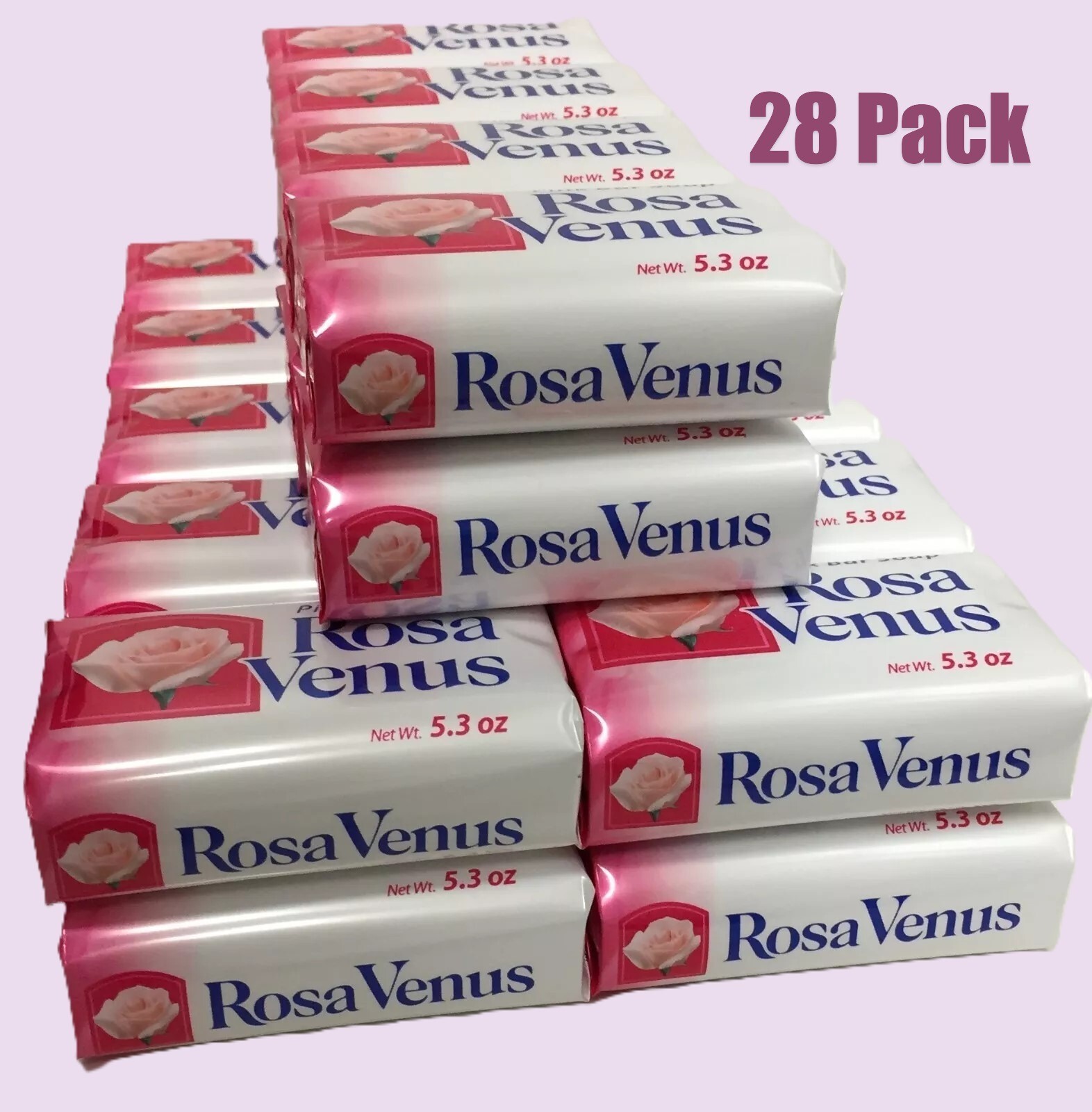Lot of 28 Rosa Venus Pink Bar Soap (5.3 oz each bar). Free Shipping! White& Pink