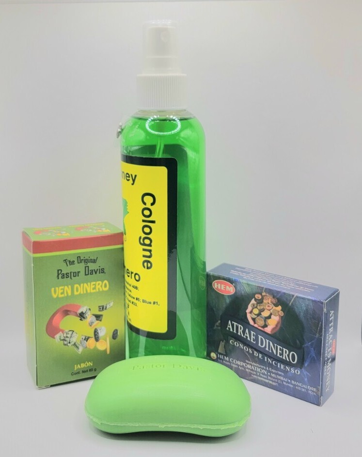 LLAMA DINERO KIT COLONIA JABON INCIENSO AMULETO ORACION E INSTRUCCIONES INCLUIDA