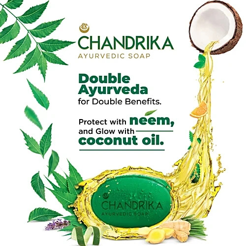Chandrika Ayurvedic Soap 125g x6 | Herbal Handmade Skin Glow Bar | Natural