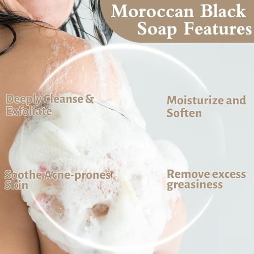 2 Pack Organic Moroccan Black Soap Soften Skin, Moisturizing Beldi Soap 5.29 oz