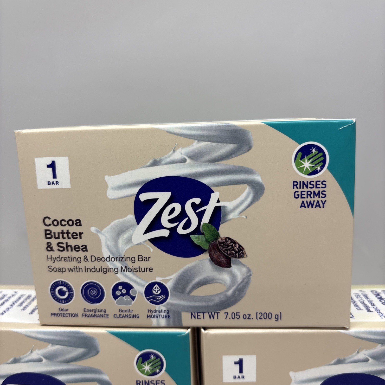 6 X Zest 7.05oz COCOA BUTTER & SHEA Hydrating & Deodorizing JUMBO Bar Soap (B77