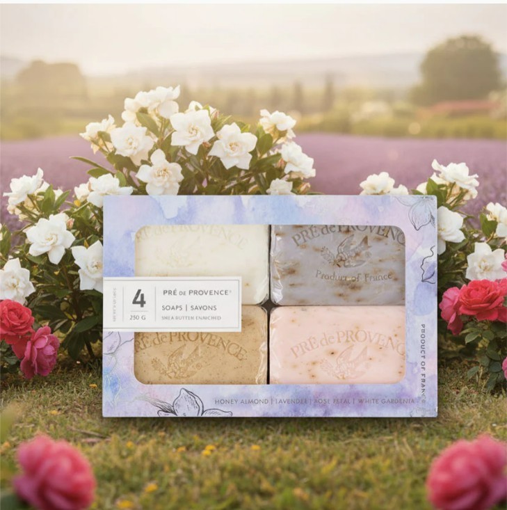 Pré de Provence, Gift Set of 4 French Bath Bar Soaps, Fresh & Citrus Scents