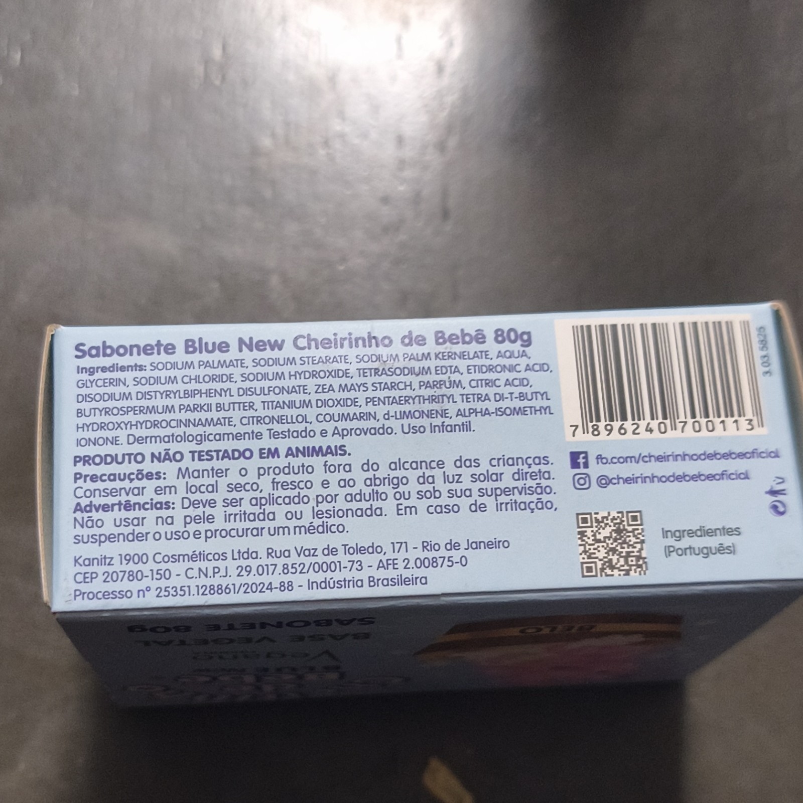 Cheirinho de Bebê Blue New Vegan Body Bar Soap 80g Blue, Sensitive Skin
