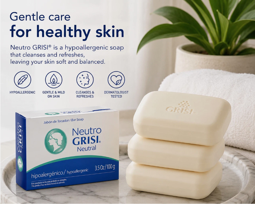 Neutro Grisi Neutral Soap 3 Pack 3.5 oz Bars Gentle pH Balanced Daily Skin Care