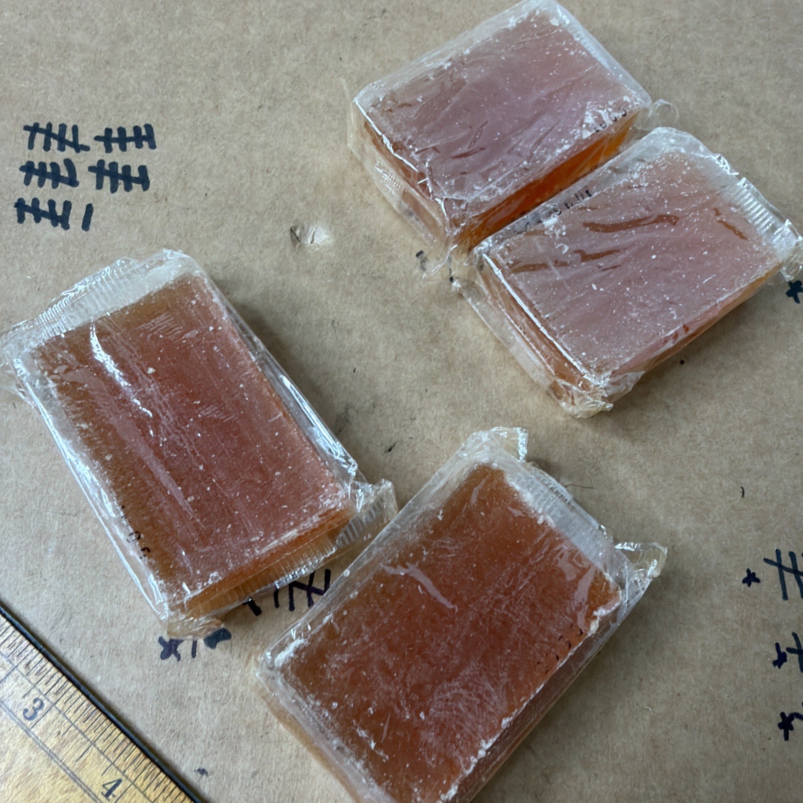 Vintage Unbranded Soap Bar Orange Unknown Scent Rustic Lot Of 4