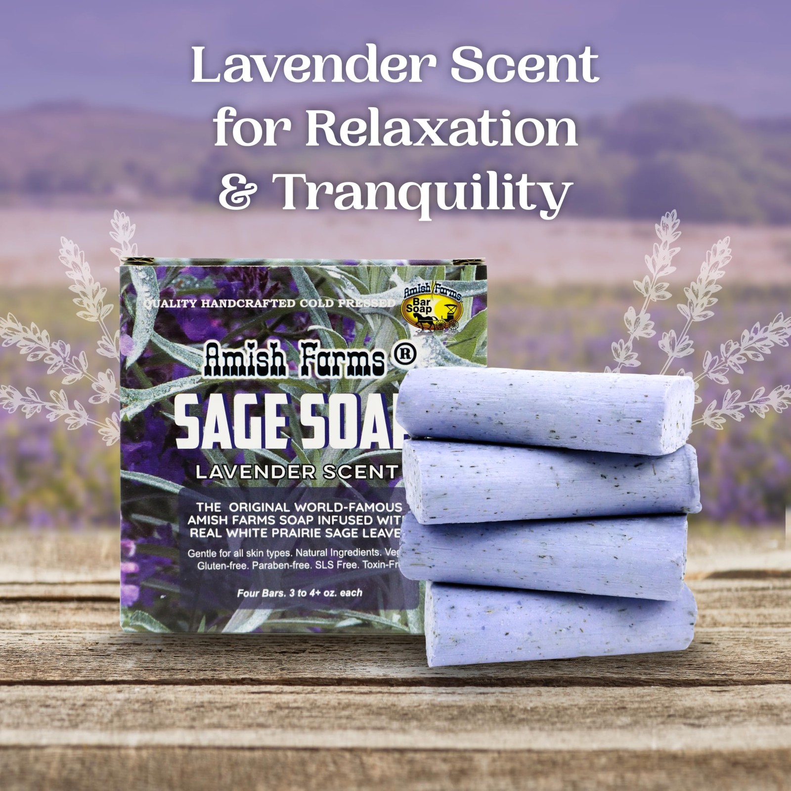 Amish Farms Sage Soap Bar, Original 16 Ounce (Pack of 1), Lavender Color