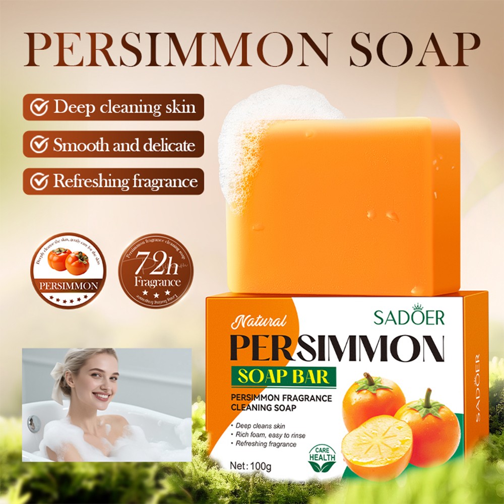1~5 PCS Persimmon Soap Bar Body Odor Control Deodorant Soap for Men & Women US