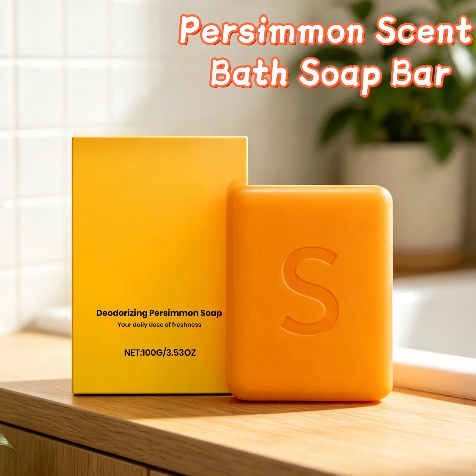 Swarva Persimmon Soap Bar Body Odor Control Deodorant Soap for Men&Women