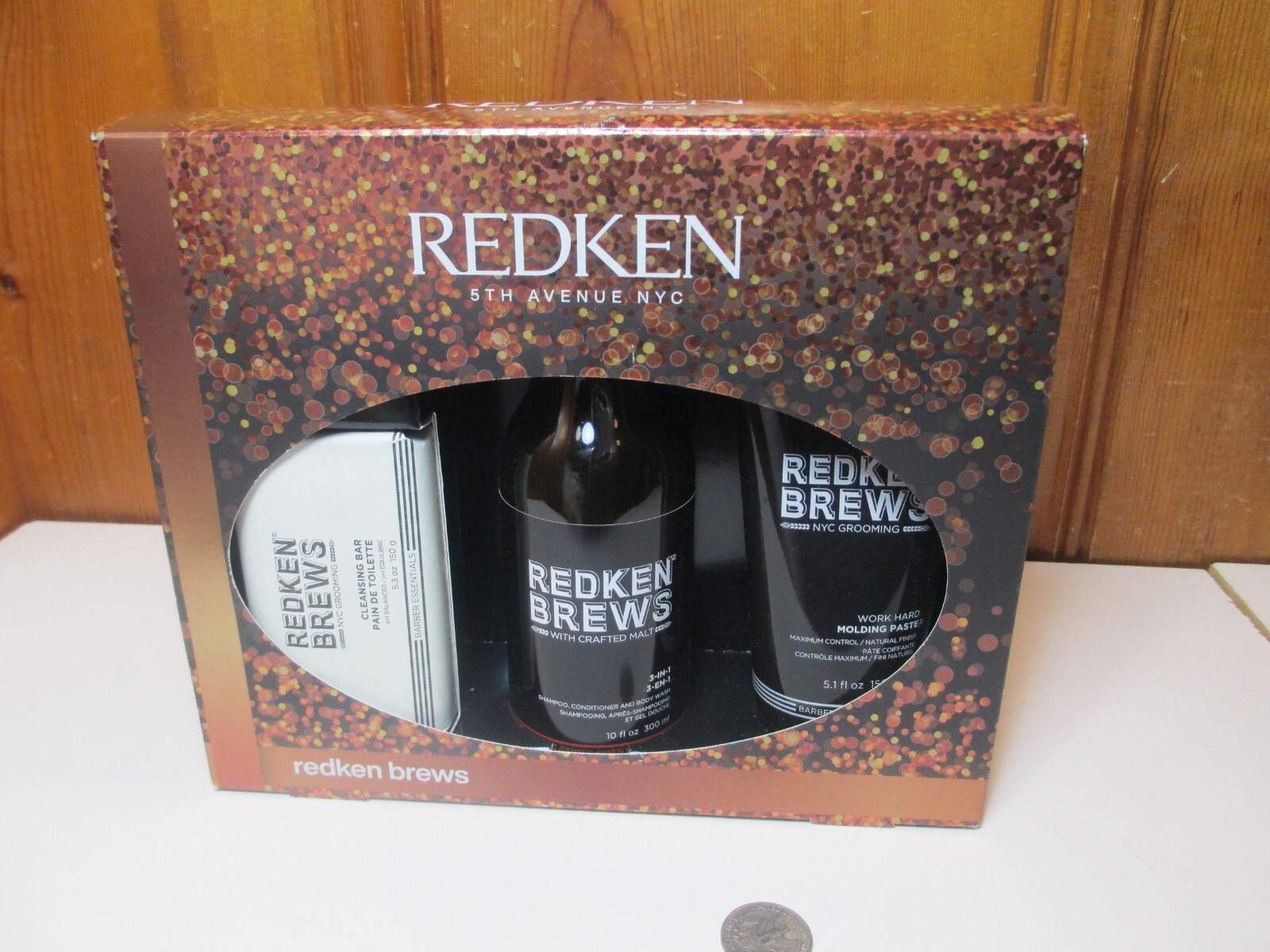 Redken Brews Cleansing Bar, Shampoo/Conditioner/Body Wash Molding Paste Gift Set