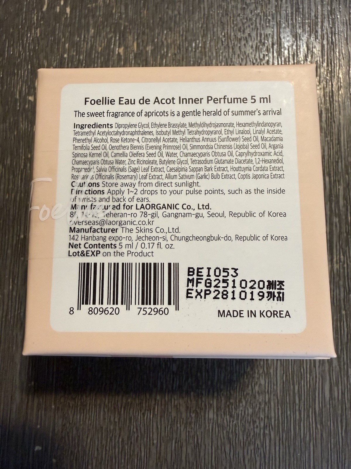 Foellie Eau de Acot Inner Perfume 5ml Feminine Care Hygiene Fragrance US SELLER
