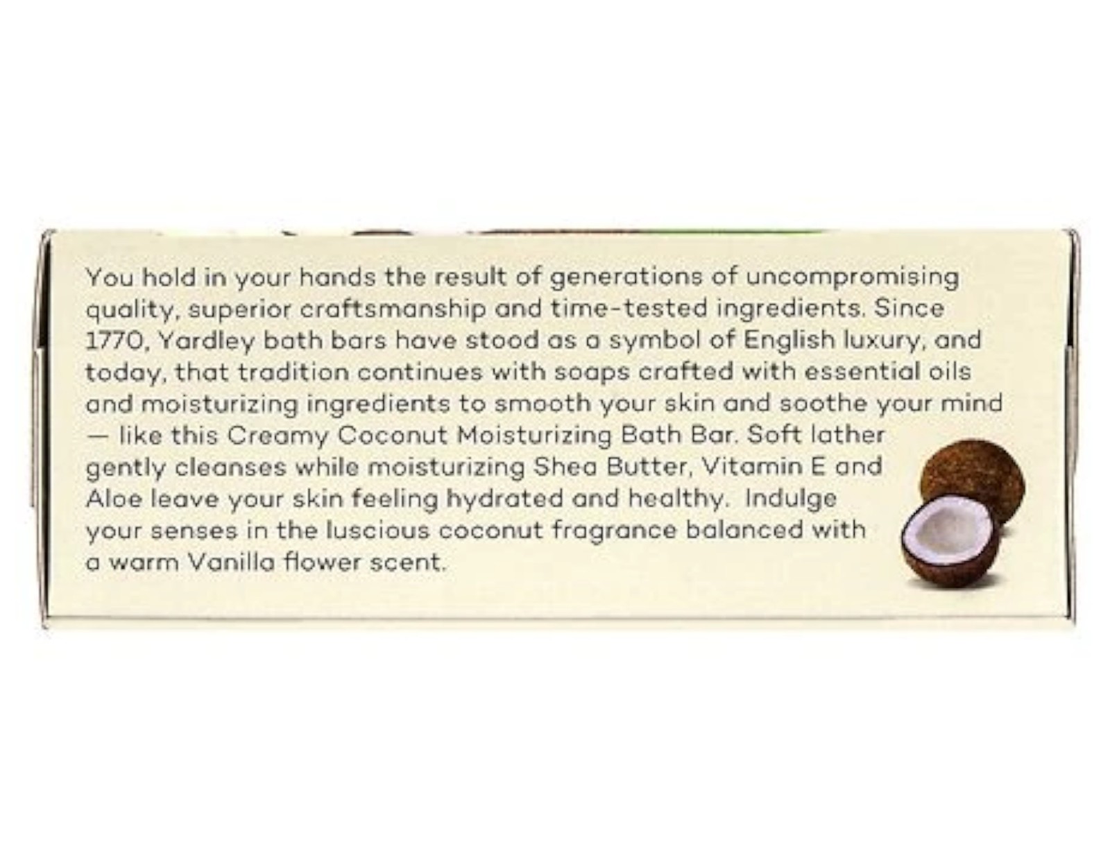 Yardley London Moisturizing Bath Bar Creamy Coconut 4oz. – Pack of 2