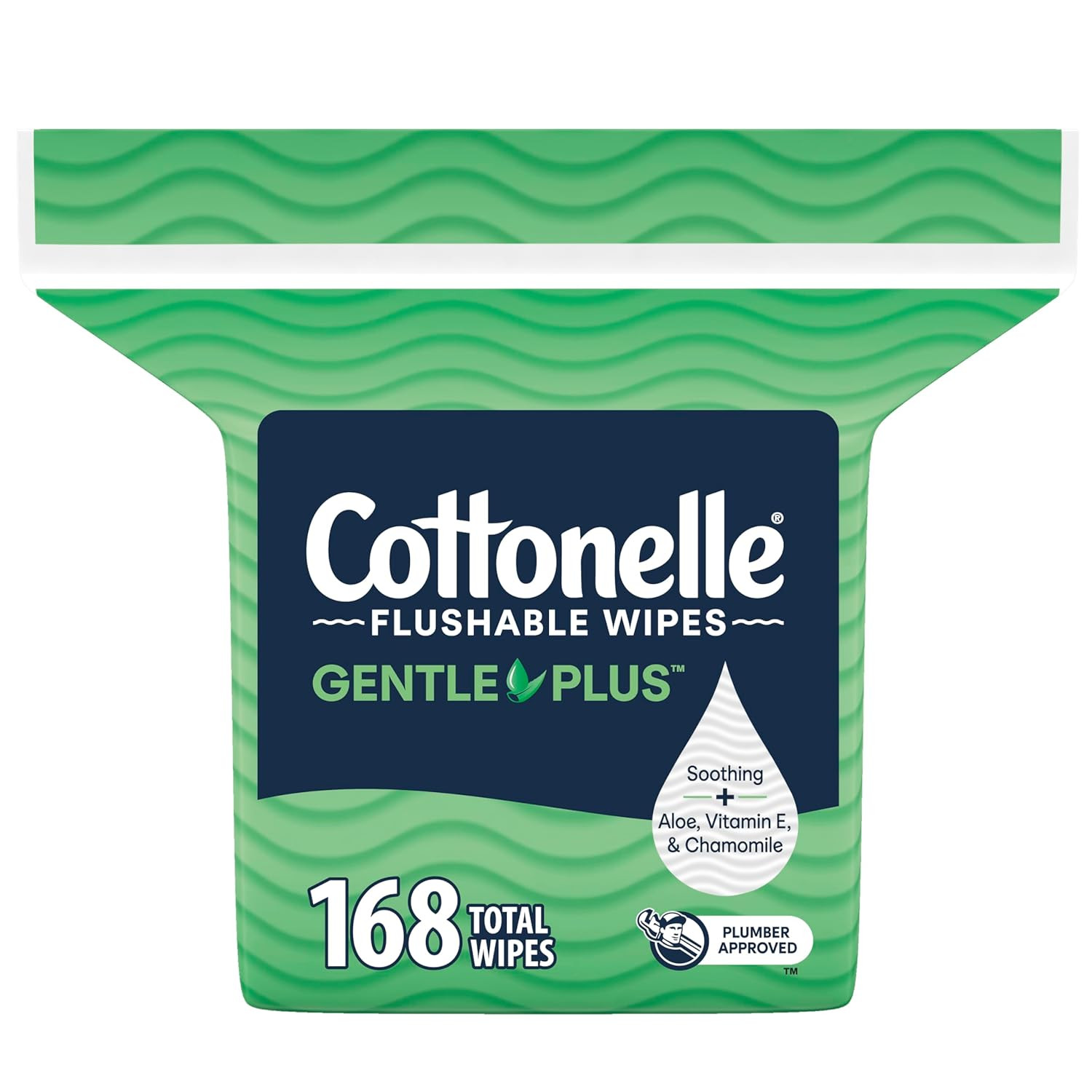 Gentleplus Flushable Wet Wipes with Aloe & Vitamin E, 1 Refill Pack, 168 Wipes p