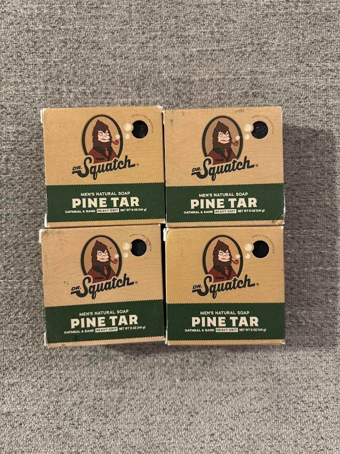 4 PACK Dr. Squatch Men’s Natural Bar Soap Pine Tar Heavy Grit 5oz