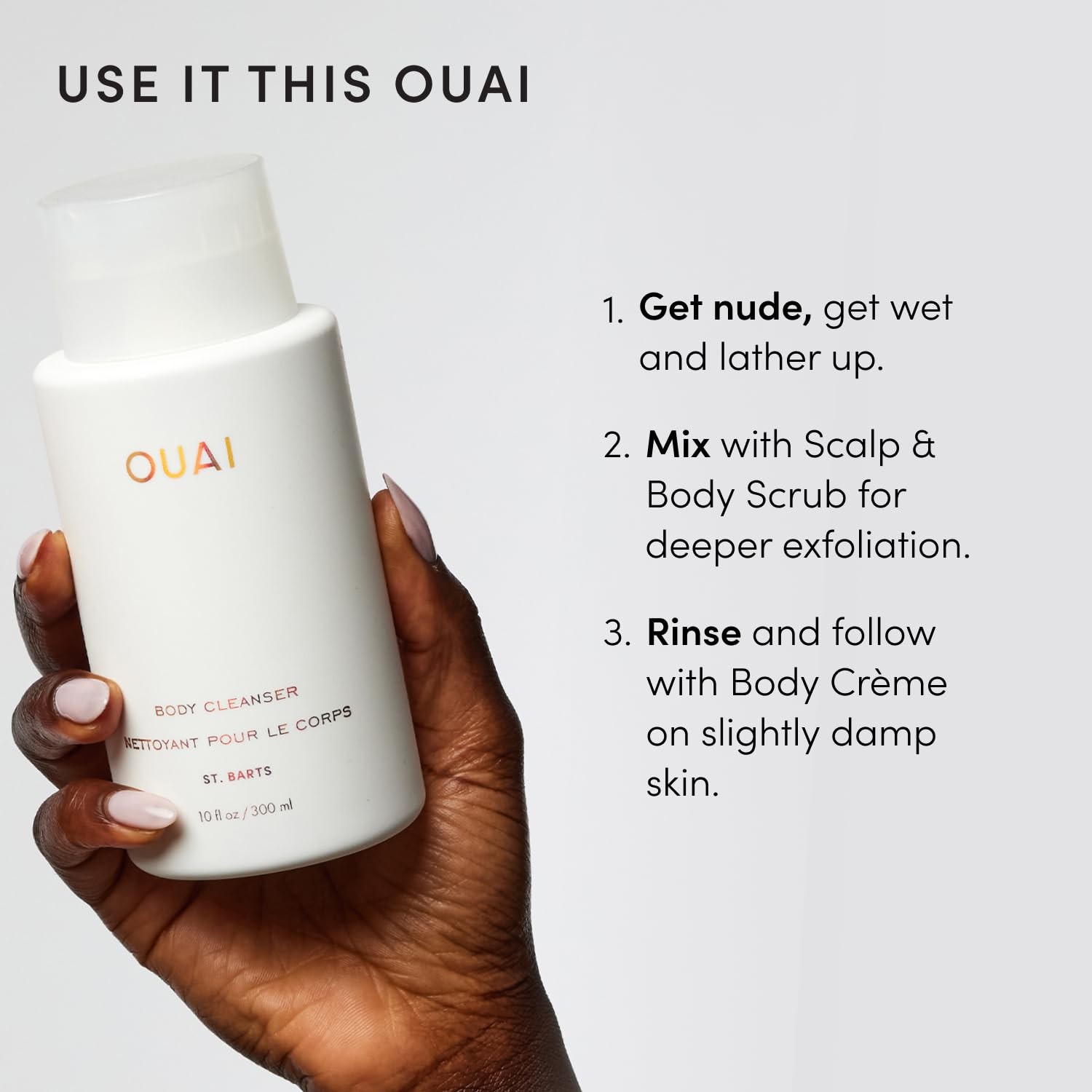 OUAI Body Cleanser, St. Barts Travel Size – Foaming 3 Fl Oz (Pack of 1)