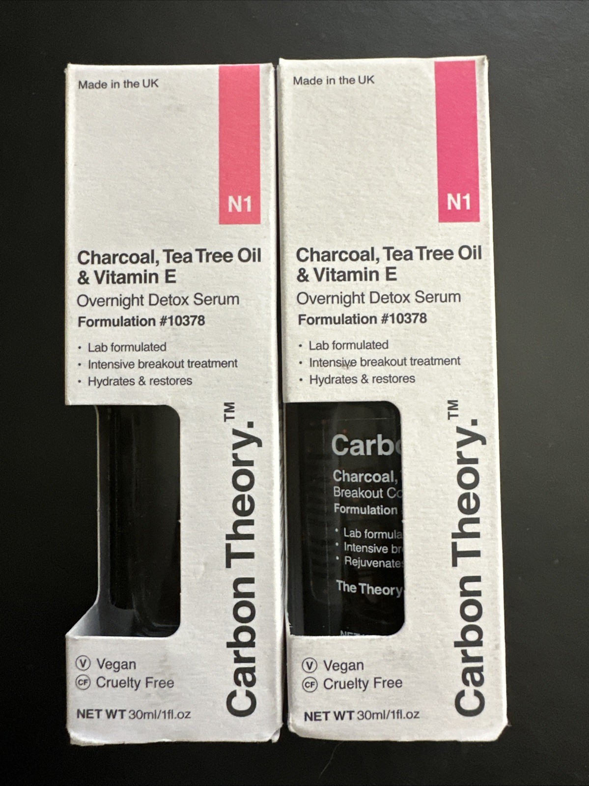 Carbon Theory Charcoal Tea Tree Oil Vitamin E Overnight Serum 1oz each – 2 Pack