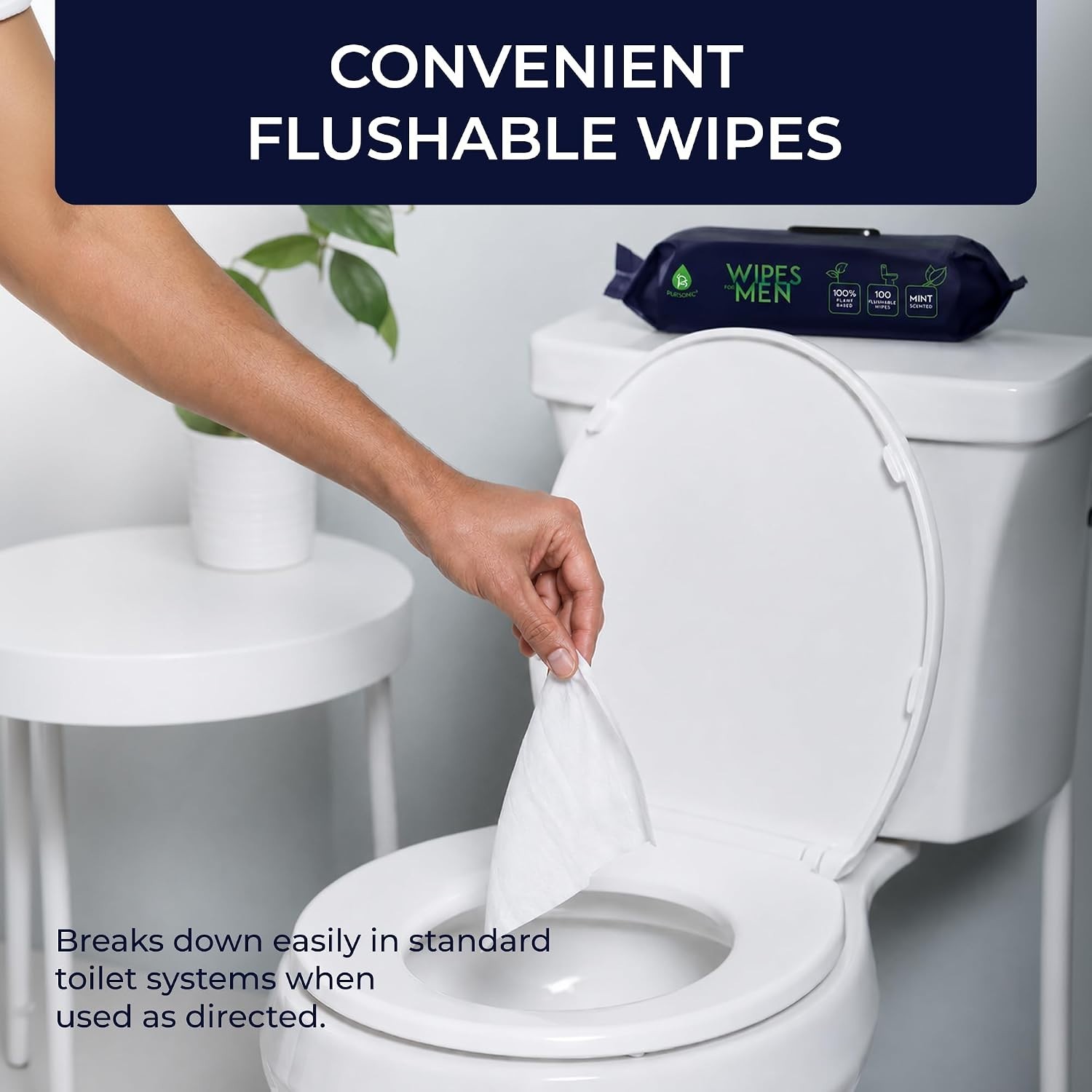 Mint Scented Flushable Wipes for Men Aloe Vera Vitamin E 1200 Count
