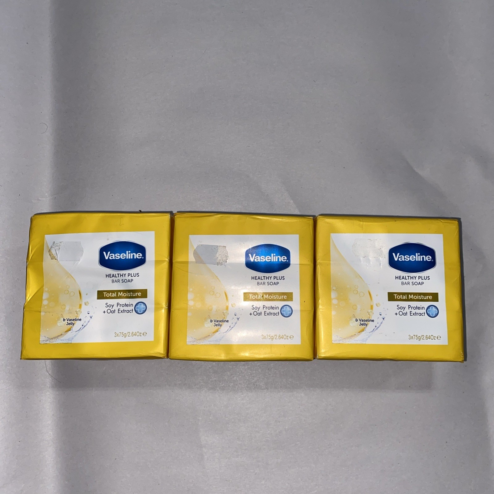 Vaseline Healthy Plus Soap Total Moisture Soy + Oat Extract (3x75g) (Pack of 3)