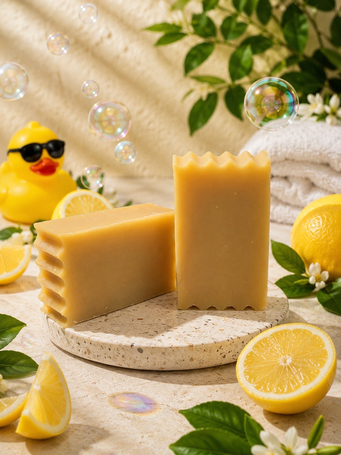 Lemon Goat Milk Soap Handmade Moisturizing Bar Fresh Citrus Scent Dry Skin