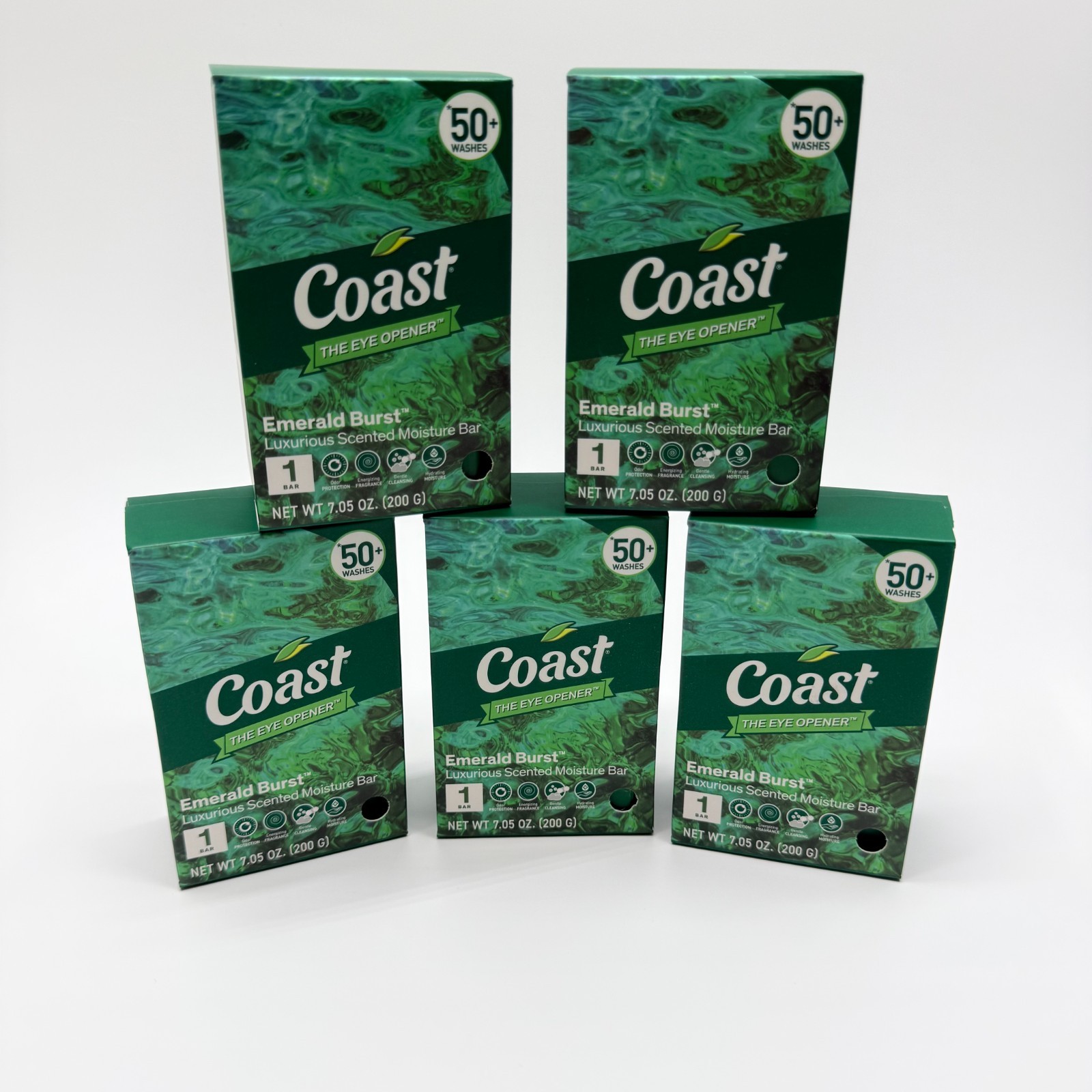 Coast Bar Soap 7.05oz Emerald Burst Scent Lot of 5 Moisturizing Bar