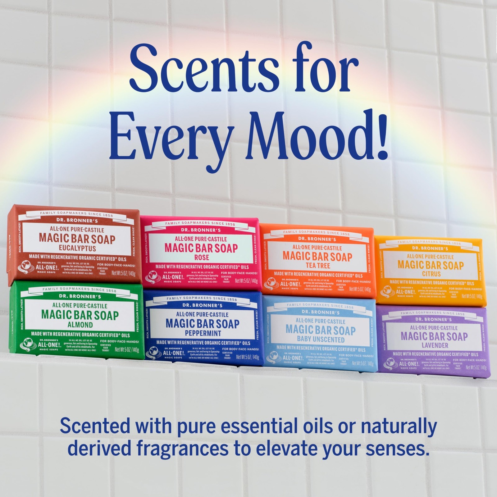 Pure-Castile Magic Soap Bars – Peppermint, 5 oz, 6-Pack – Vegan, Gentle Cleanser