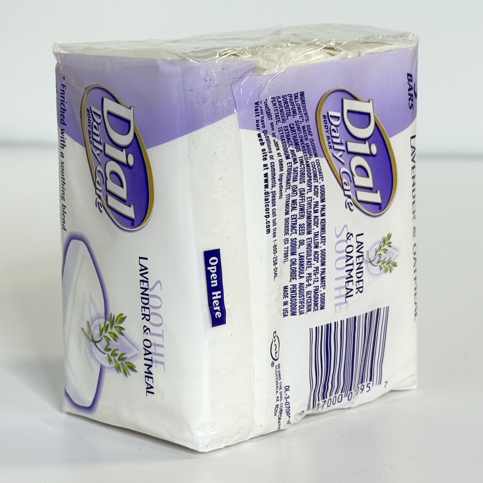 Dial SOOTHE Daily Care Body Bar Lavender & Oatmeal 3 Soap Bars Discontinued 2005