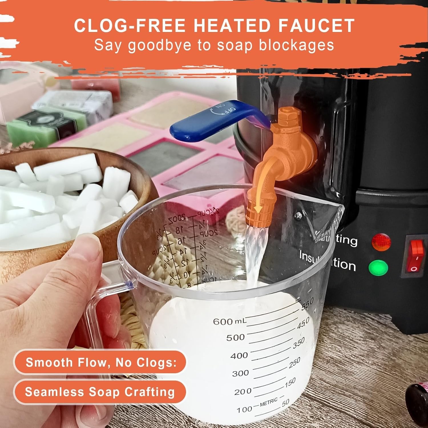 S4 Soap Melter, 8Lbs Soap Base Melting Pot with One-Touch Start & Heating Cor…