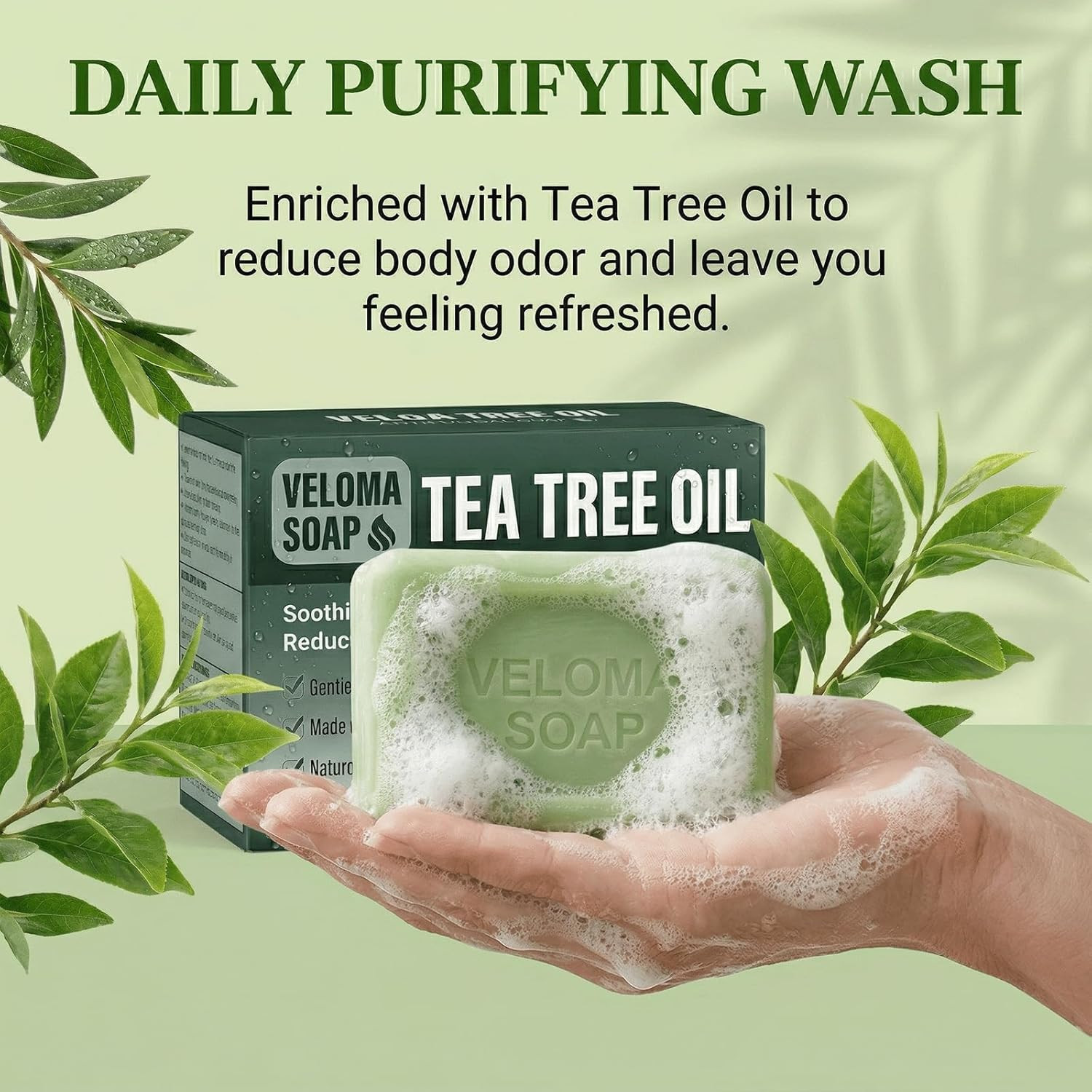 Veloma Antifungal Soap,Veloma Soap,Soothing Tea Tree & Eucalyptus, Deep Pore Cle