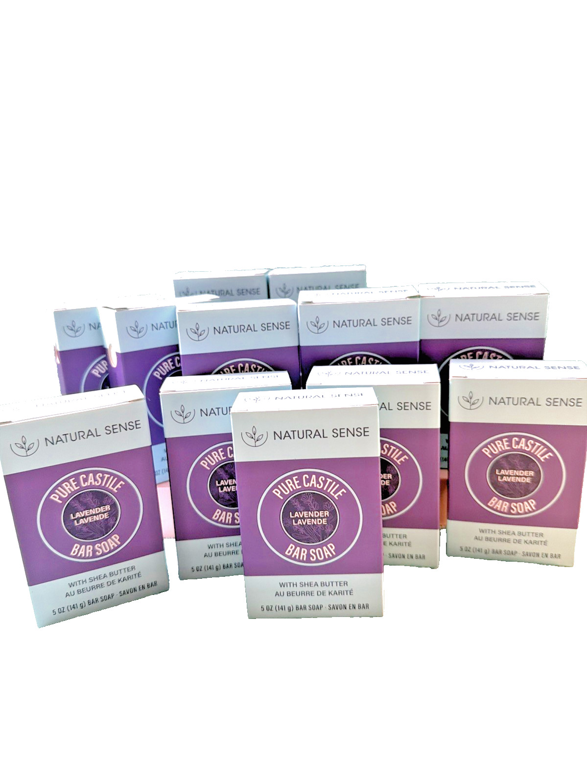 12 NATURAL SENSE LAVENDER Plant Based Pure CASTILE Bar Soap 5 Oz RICH LATHER 12