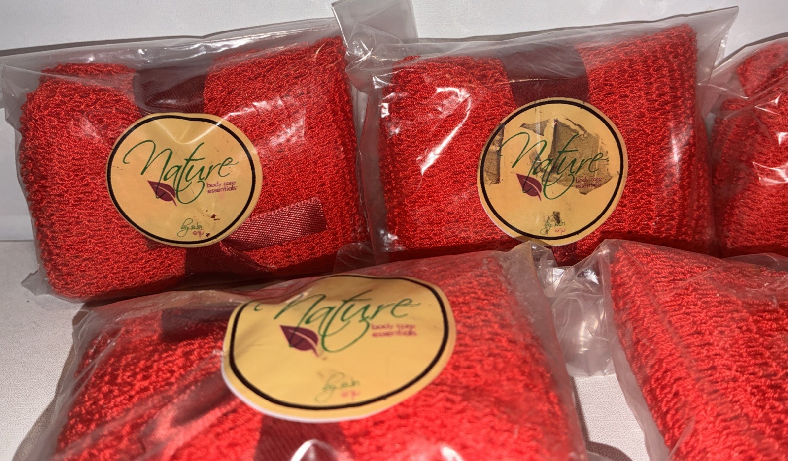 Lot If 5-African Net Body Sponge To Remove Dead Skin And Exfoliate Bath ( Red )