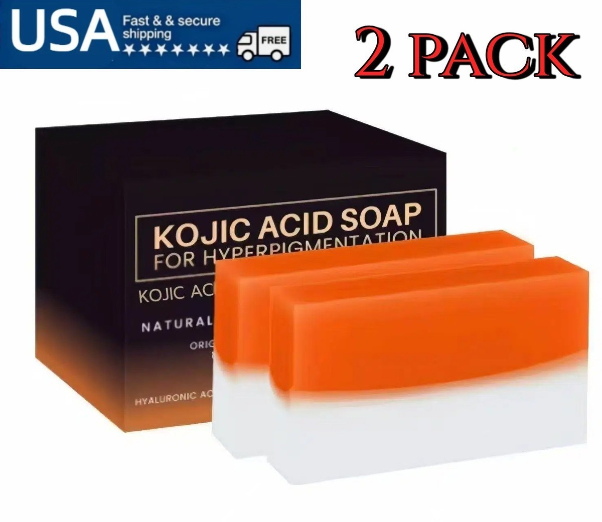 2Pcs Kojic Acid Soap Combo Whitening Brightening Clear Skin with Vitamin US